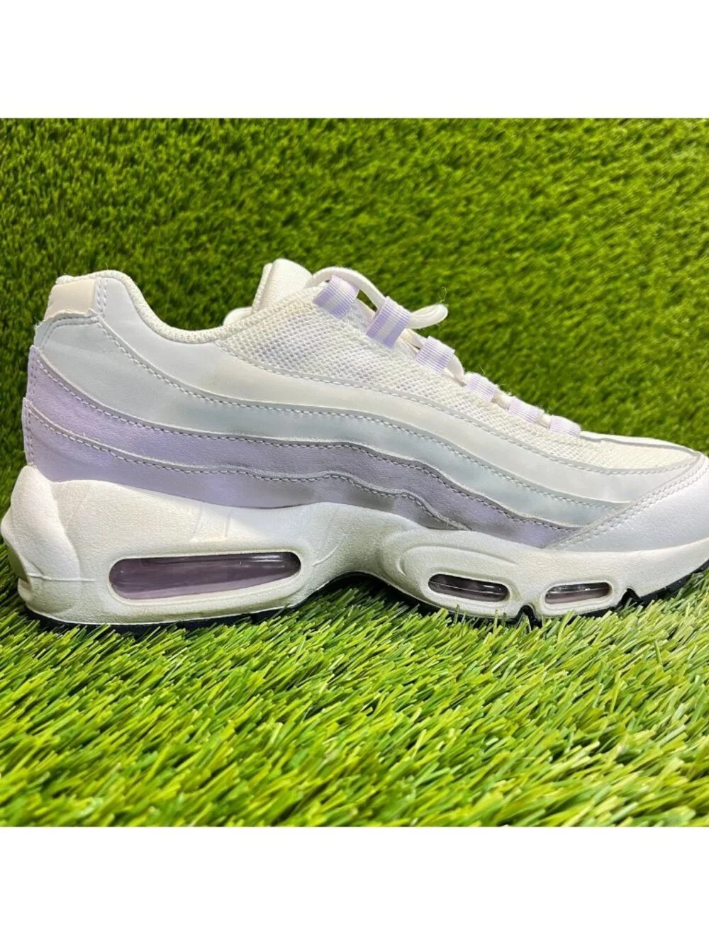 Nike Air Max 95 Recraft Girls Size 6.5Y White Gray Purple Running Shoes Sneakers